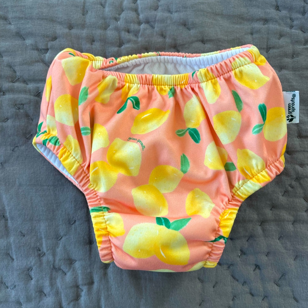 Green Sprouts Peach Kids Baby Swim Diaper with Lemon Print 6 months